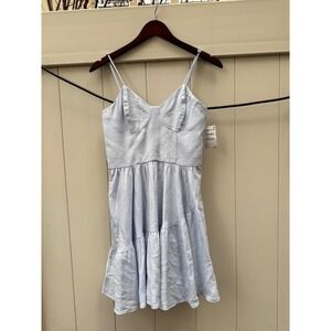 Open Edit Nordstrom Blue Halogen Tiered Bustier Mini Dress ED481145MI Womens S